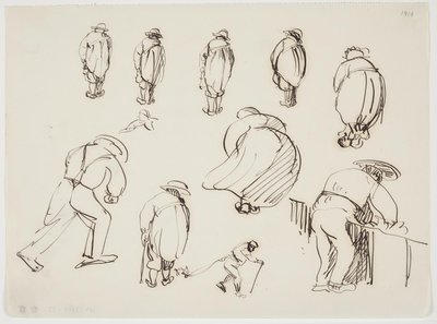 Arkaya bakan figürlerin çalışmaları by J.A. Jerichau