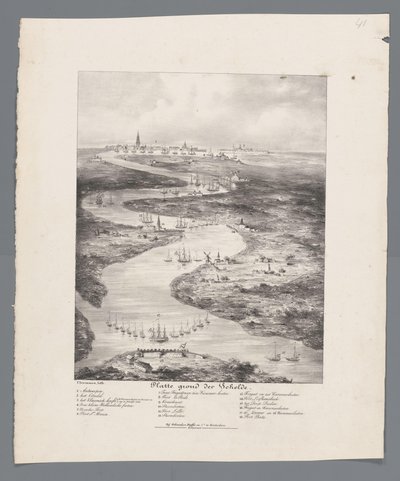 Fort Bath'dan Antwerp'e Scheldt Rotası, 1832 Scheldt Haritası (nesnenin başlığı) by J.B. Clermans