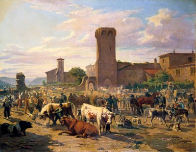 'L'Arbresle'de Hayvan Pazarı', Fransa, 19. yüzyılın ortaları by JB Louis Guy