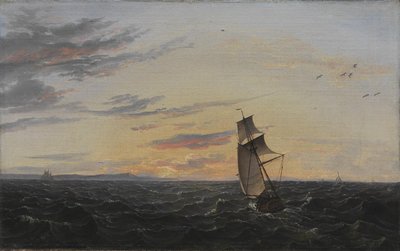 Bir Deniz Manzarası. Akşam Işığında Rügen Adası kıyıları by Johan Christian Dahl