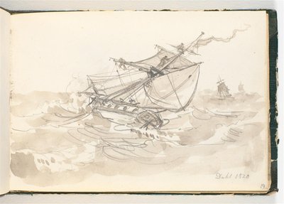 Açık denizlerde üç yelkenli gemi by Johan Christian Dahl