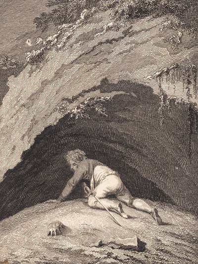 Dövülmüş Niels Klim mağaraya giriyor by J.F. Clemens