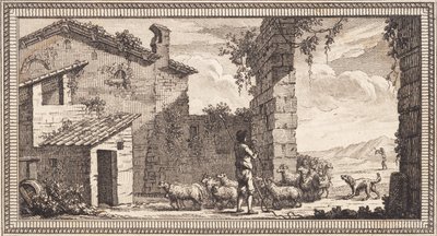 Koyun ve keçi ile bir çoban by J.F. Clemens