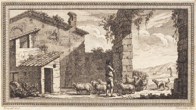 Koyun ve keçi ile bir çoban by J.F. Clemens