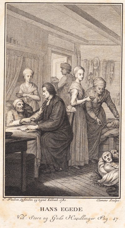 Hans Egede hasta Grönlandlılarla ilgileniyor by J.F. Clemens