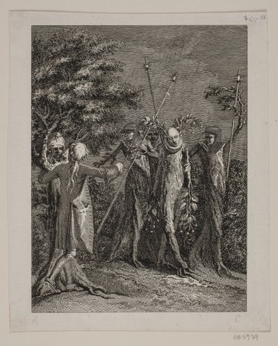 Niels Klim, bir Potualı suçlunun üç gardiyan tarafından götürüldüğünü görüyor by J.F. Clemens