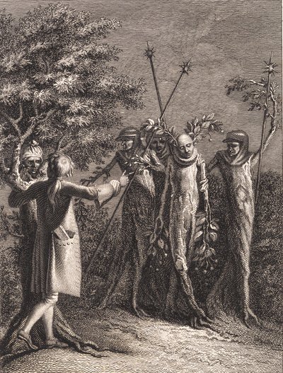 Niels Klim, bir Potualı suçlunun üç gardiyan tarafından götürüldüğünü görüyor by J.F. Clemens