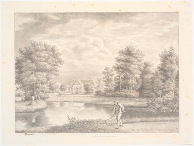 Sanderumgaard'ın evi olan bahçesi. Gülen adam ön planda by J.F. Clemens