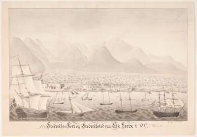 Skt Croix üzerinde Frederiksfort ve Frederiksted by J.L.V. Michaelsen