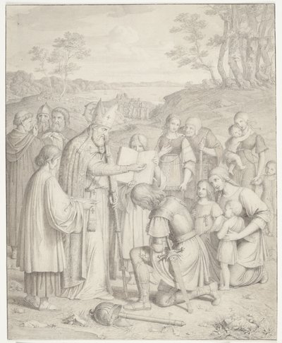 İlk Danimarkalıların Hıristiyan vaftizi by J.L. Lund