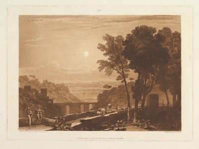 Köprü ve Keçiler Liber Studiorum, bölüm IX, levha 43, 23 Nisan 1812. by Joseph Mallord William Turner