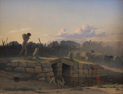 Koyun sürüsünü süren bir çoban çocuk by J.V. Gertner