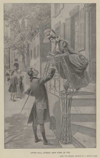 Upper Wall Street, New York, 1783 (lito) by J. (after) Steeple Davis