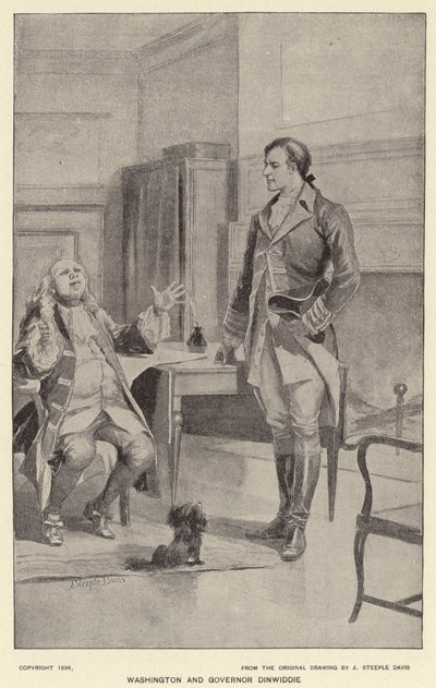 Washington ve Vali Dinwiddie (lito) by J. (after) Steeple Davis