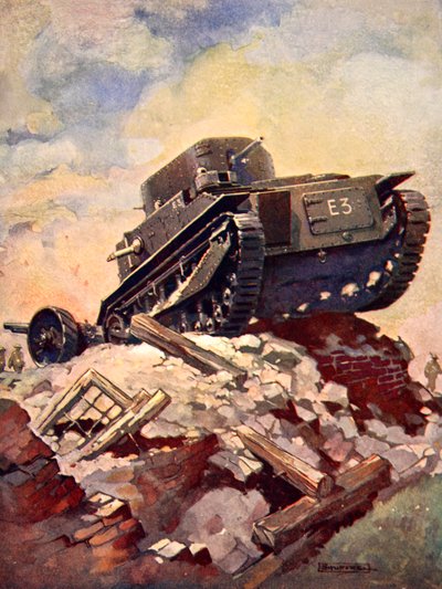 Birinci Dünya Savaşı Tankı (renkli lito) by J. Allen (after) Shuffrey