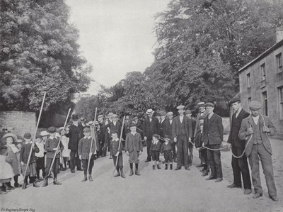 Northumbrian Baal Ateşi, Fagotları getiriyor by J. Benjamin Stone