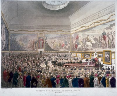 Adelphi Binalarında Sanat Derneği Toplantısı, Westminster, Londra, 1809 by J Bluck