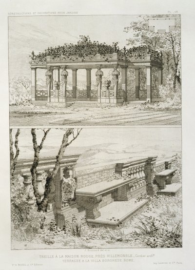 Cordier tarafından tasarlanan Villemomble yakınlarındaki La Maison Rouge Pergolası ve Villa Borghese