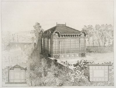 Bir bahçe pavyonunun planları ve cephesi, 1880 dolayları by J. Boussard