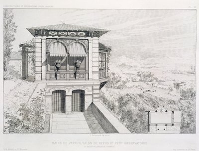Buhar banyoları, yukarıdaki gözlemevi, çeşitli mimarların tasarımlarından oluşan bir cilt, pub. Morel & Cie, Paris, 1880 dolayları by J. Boussard