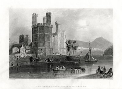 Kartal Kulesi, Carnarvon Kalesi, Caernarfon, Kuzey Galler, 1860 by J. C. Armytage