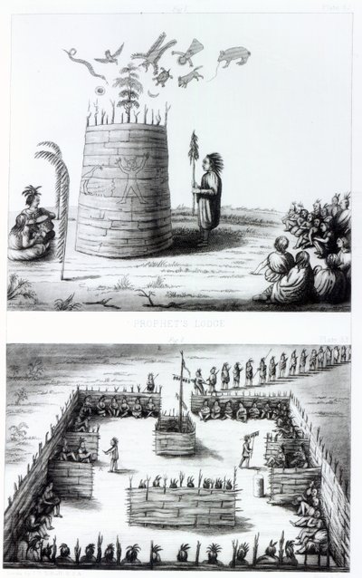 Henry Schoolcraft (1793-1864) tarafından yazılan bir kitaptan Peygamber Köşkü ve Medawisos by J. C. Tidball
