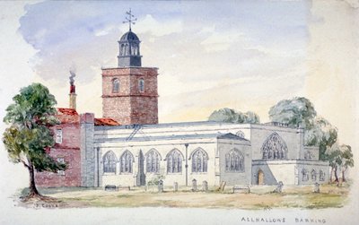 All Hallows-by-the-Tower Kilisesi, Londra, c1840 by J Cooke