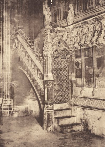 Minber merdiveni, Barselona Katedrali (b/w fotoğraf) by J. Furnells