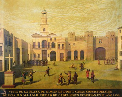 1596'da Plaza de San Juan de Dios (tuval üzerine yağlı boya) by J. Garcia
