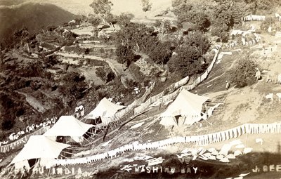 Subathu India Washing Bay, 1900-1930 dolayları (sepya fotoğraf) by J. Gee