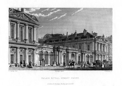 Kraliyet Sarayı, Paris, Fransa, 1829 by J. Hanshall