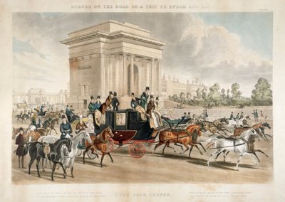 Hyde Park Corner boyunca at arabaları, Londra, 1838 by J Harris