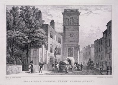 All Hallows the Great, Londra, c1829 by J Hinchcliff