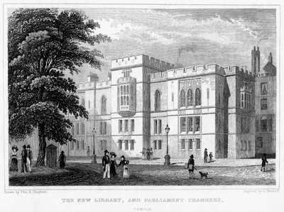 Yeni Kütüphane ve Parlamento Odaları, Temple, Londra, 1829. by J Hinchcliff