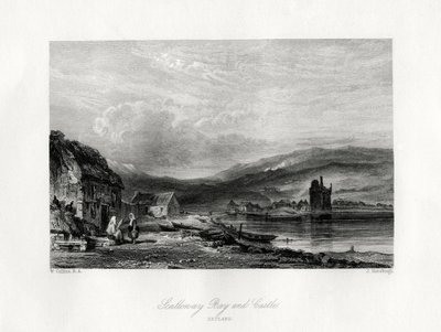 Scalloway Körfezi ve kale, Zetland, 19. yüzyıl by J. Horsburgh