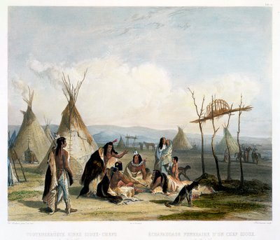 Fort Pierre yakınlarındaki bir Sioux Şefinin Cenaze İskelesi by J Hurlimann