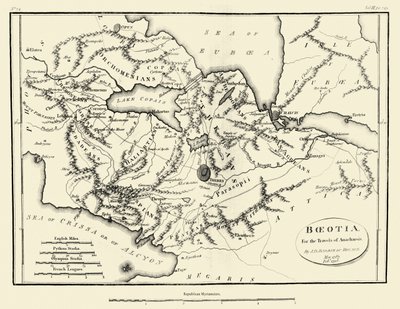 Antik Boiotia Haritası by J. J. Barthélemy