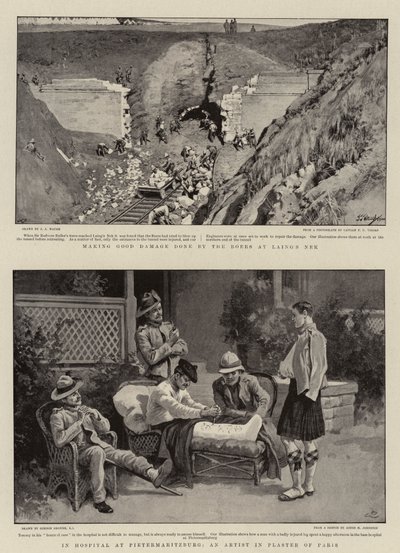 Boers tarafından Laing's Nek'te, Pietermaritzburg'daki Hastanede, Paris'in Sıvasında Bir Sanatçı tarafından İyi Hasar Verme by J. J. Waugh
