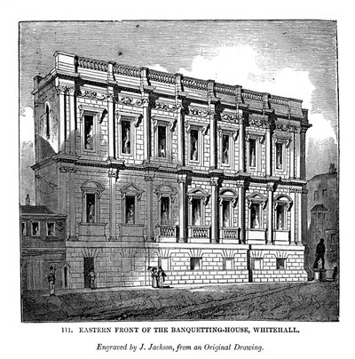 Ziyafet evinin doğu cephesi, Whitehall, 1843 by J. Jackson