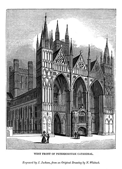 Peterborough Katedrali'nin batı cephesi, 1843 by J. Jackson