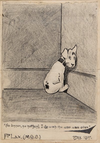 Akşam yemeği yok, hiçbir şey yok, keşke savaş bitseydi, 1917 (kalem, kalem ve kağıt üzerine mürekkep) by J. Lax