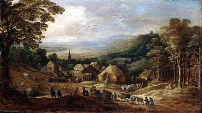 Köylülerle Sonbahar Manzarası by J. and Momper J. de Brueghel