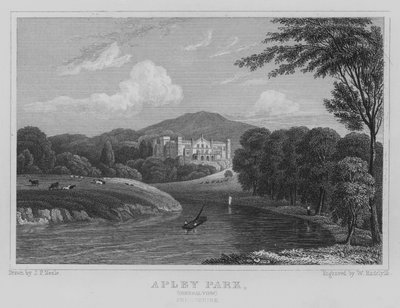 Apley Park, Genel Görünüm, Shropshire (gravür) by John Preston Neale