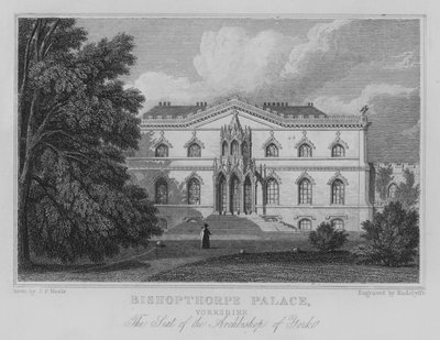 Bishopthorpe Sarayı, Yorkshire, York Başpiskoposunun Koltuğu (gravür) by John Preston Neale