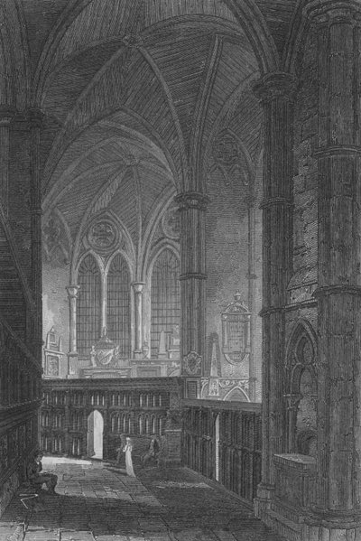 Güney Koridor girişi, Westminster Abbey (gravür) by John Preston Neale