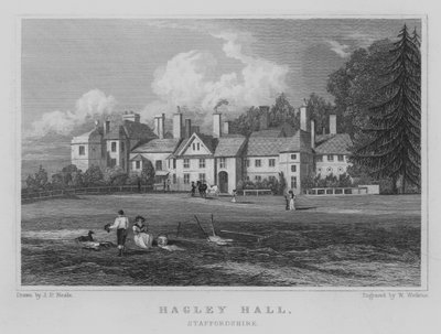 Hagley Hall, Staffordshire (gravür) by John Preston Neale