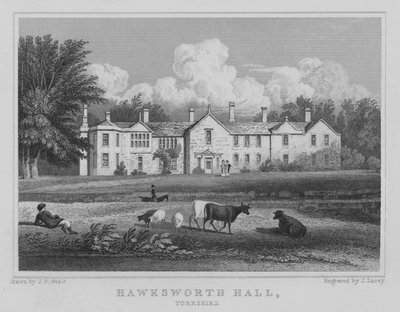 Hawksworth Hall, Yorkshire (gravür) by John Preston Neale