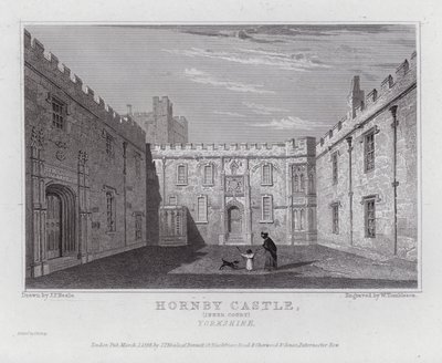 Hornby Kalesi, İç Mahkeme, Yorkshire (gravür) by John Preston Neale