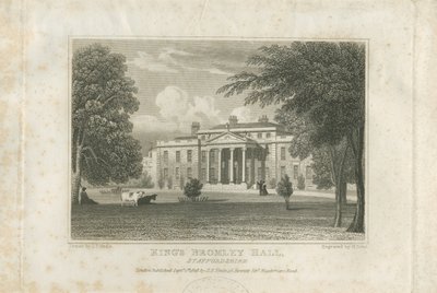 Kings Bromley Hall: gravür, nd [c 1828] (baskı) by John Preston Neale