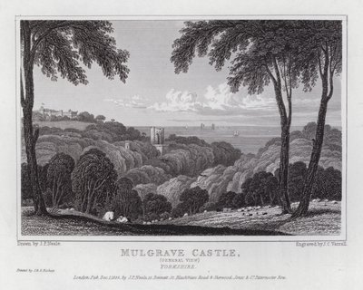 Mulgrave Kalesi, Genel Görünüm, Yorkshire (gravür) by John Preston Neale